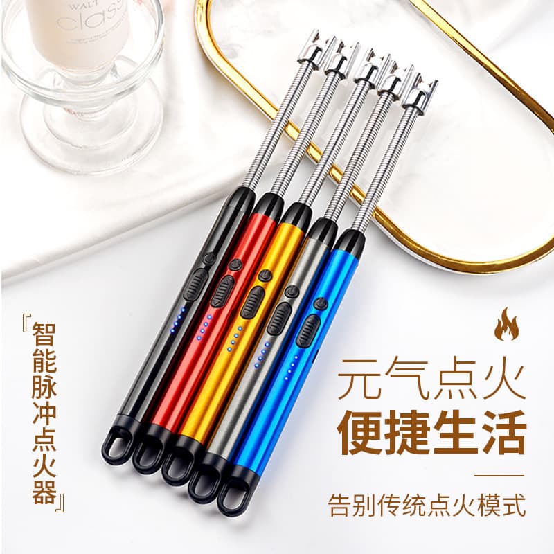 New USB Rechargeable Igniter, Extended Long Reach Lighter for Candles, Gas Stove, Metal Flexible Hose Pulse Igniter