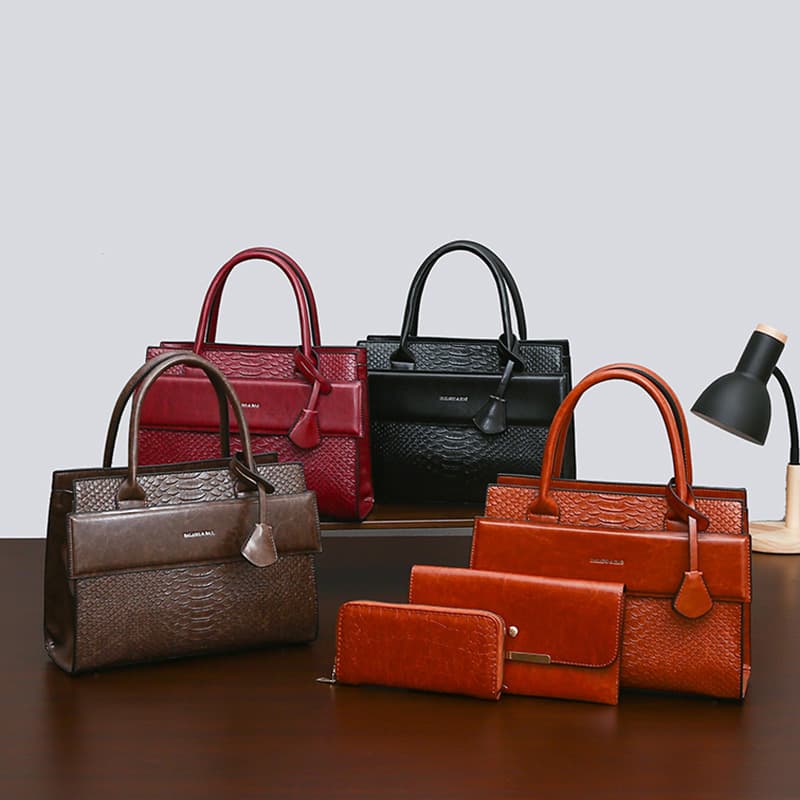 Cross-border mother-in-law bag for women 2024 new large-capacity single shoulder diagonal portable retro women's bag multi-piece set oil leather women's bag