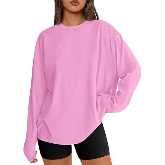 Cross-border European and American Women's Long-Sleeve Top, Loose-Fitting Plus-Size Round-Neck Rayon T-Shirt, Drop Shipping