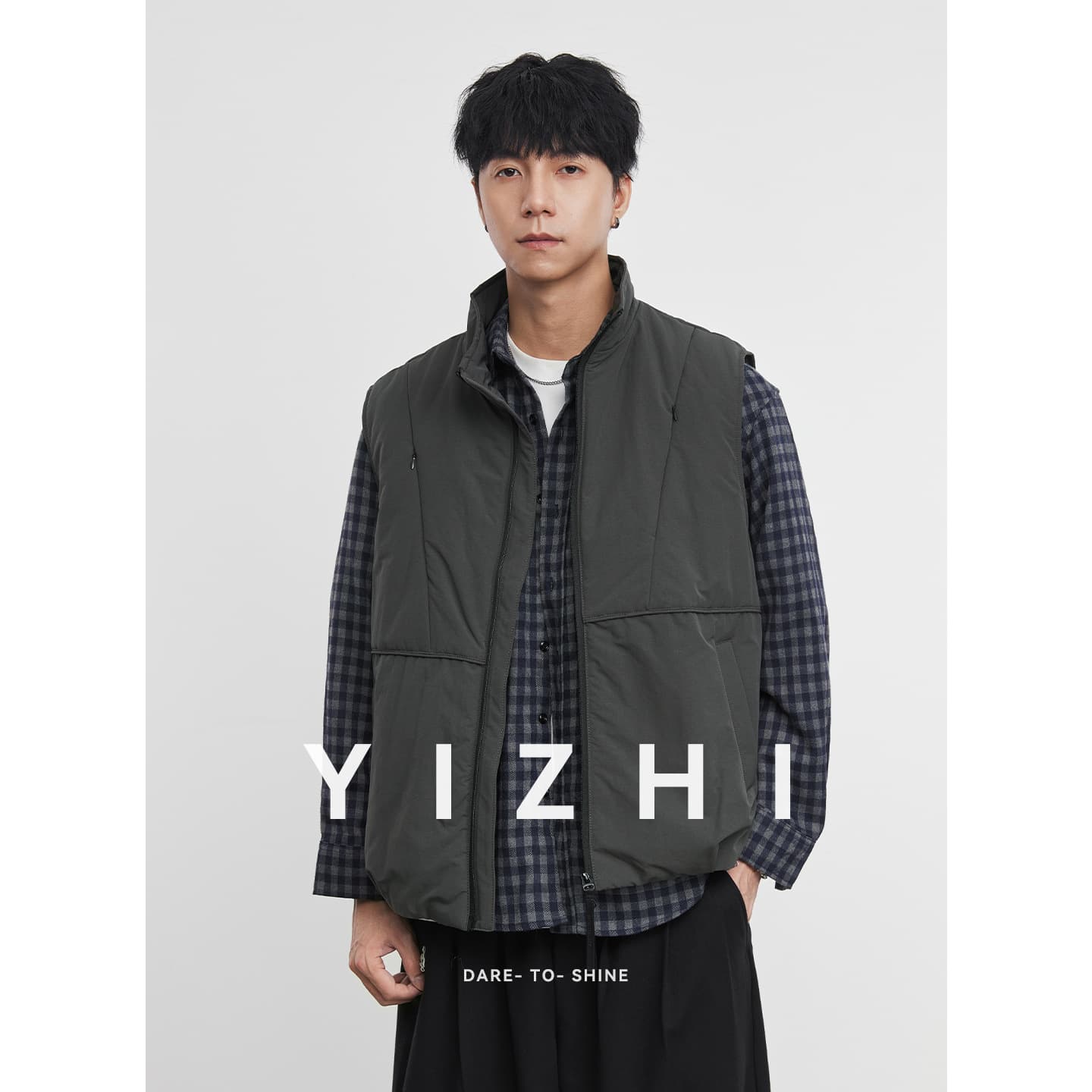 Yizhi [Light Warm] stand-up collar workwear outdoor cotton coat winter new men's functional style casual sleeveless vest coat