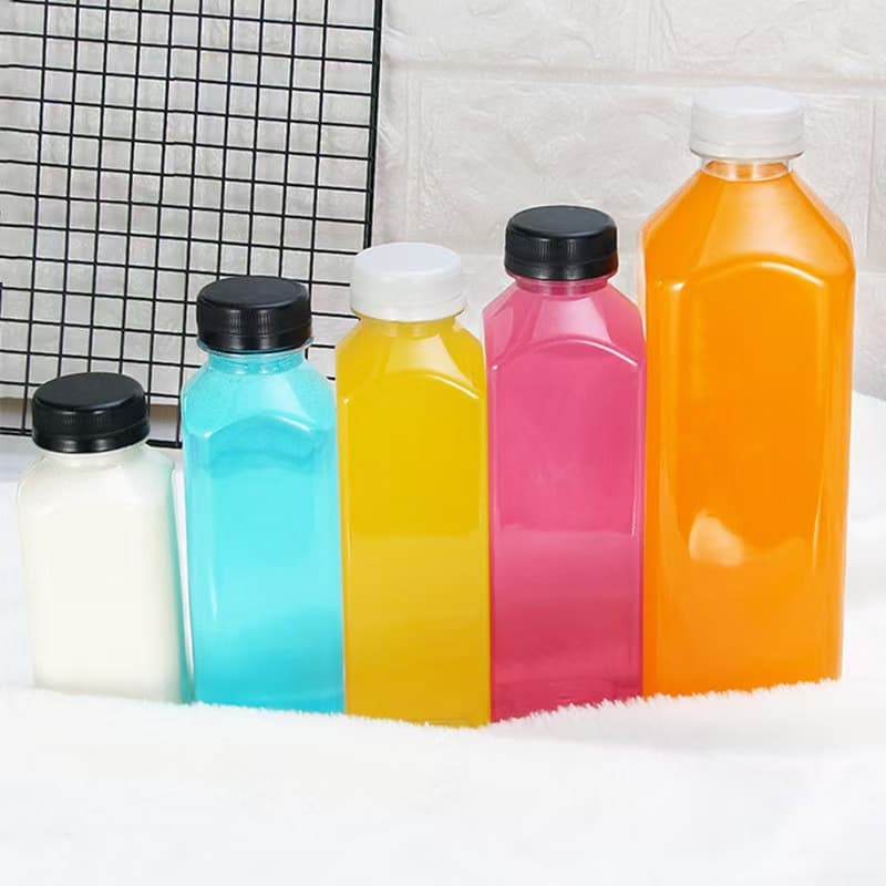 PET square beverage bottle transparent 150-500ml cold brew tea poplar nectar takeaway packaging plastic packaging bottle
