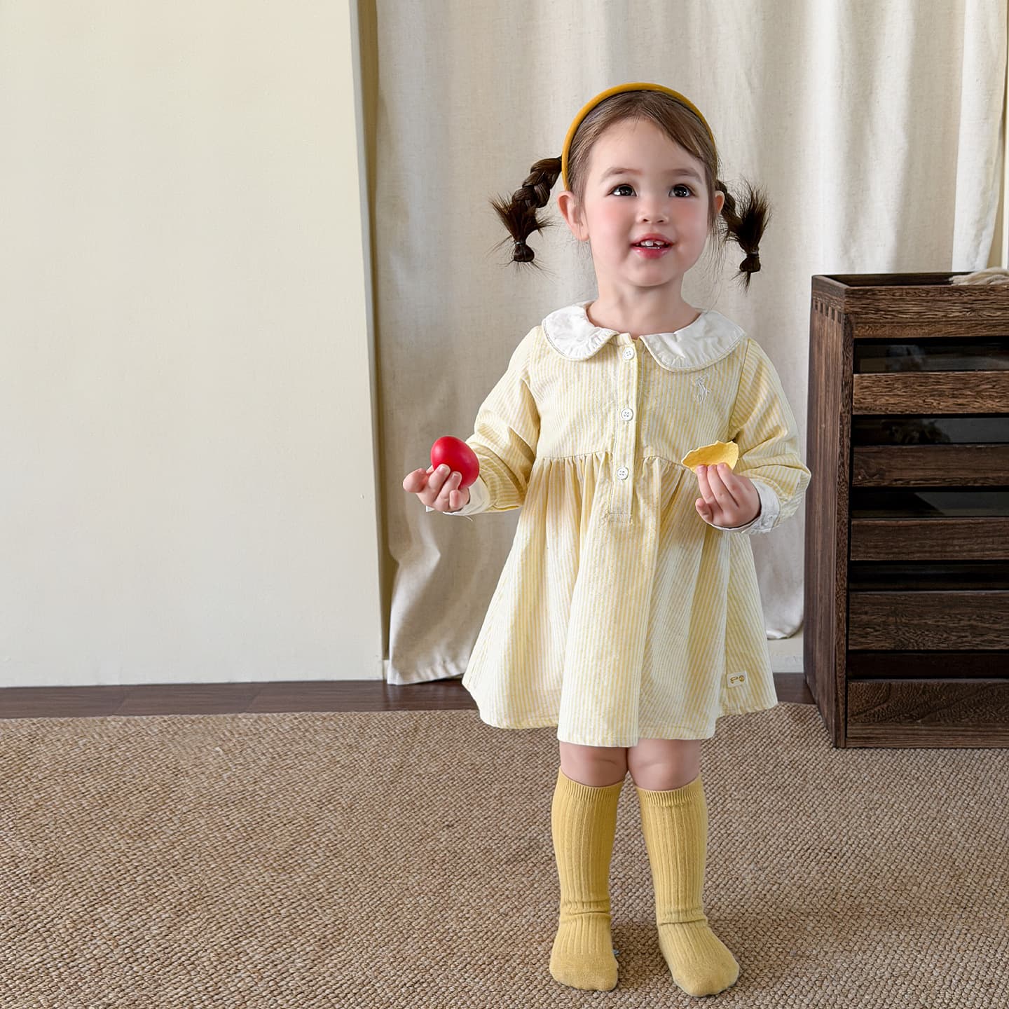 Cane pear girls dress spring and autumn 2026 new long-sleeved children's princess dress baby dress one-year-old baby girl dress
