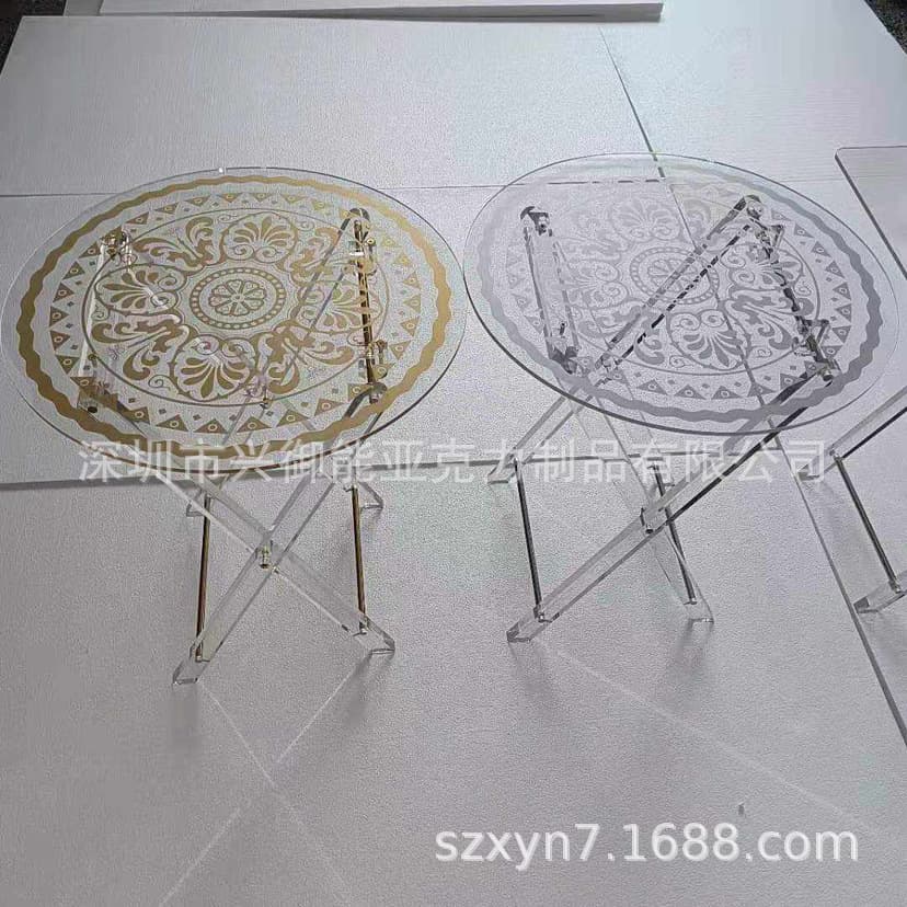 High-End Acrylic Transparent Hot Stamping Fashion Folding Table Sets Manufacturer