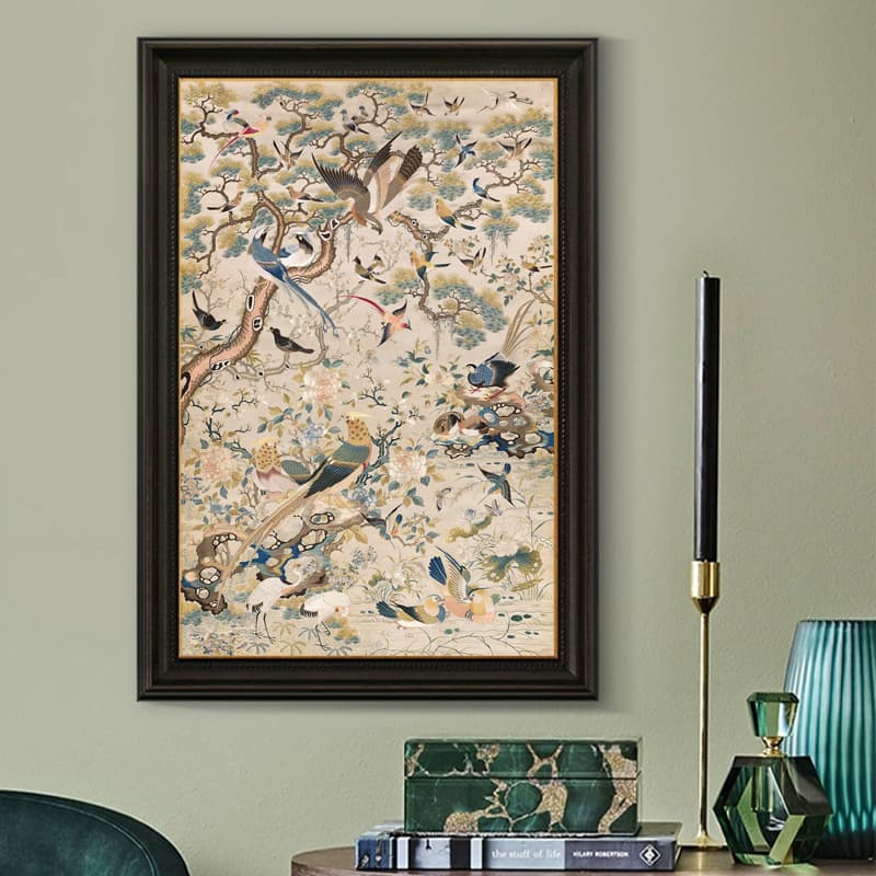 Peony and Bird Auspicious Harmony Cross Stitch 2023 New Vertical Version for Living Room and Entrance Hall - Classic Chinese Painting Handmade Embroidery