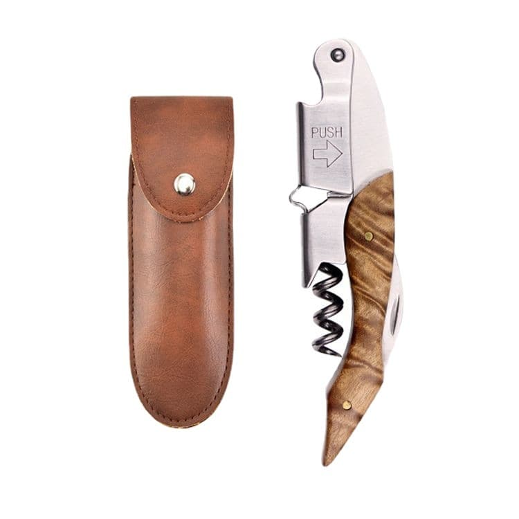 Single Shrimp Head Knife Stainless Steel Wine Opener Shadow Wood Bottle Opener Beer Opener Kitchen Tool Bottle Cap