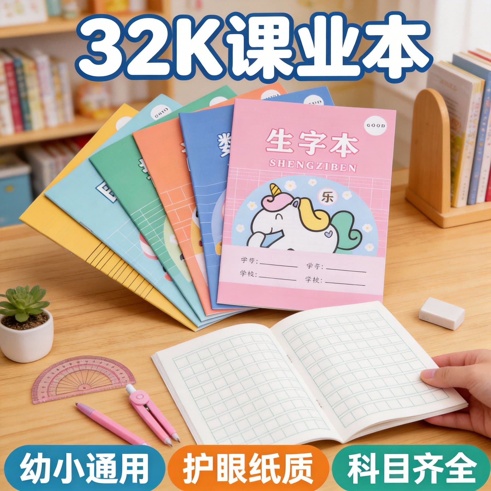Elementary School Student Exercise Book Cartoon Cover Homework Workbook Character Pinyin Notebook Children's Schoolwork Book Math Exercise Book