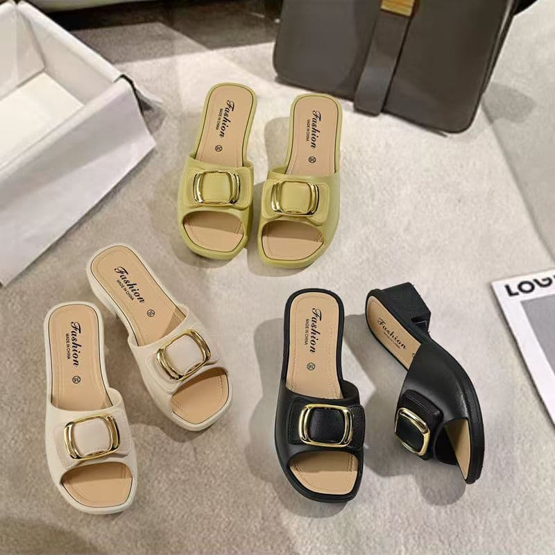 Summer Women's One-Strap Wedge Heel Slippers, New Fashion Non-Slip Outdoor Sandals, Home Beach Style Height-Increasing Shoes