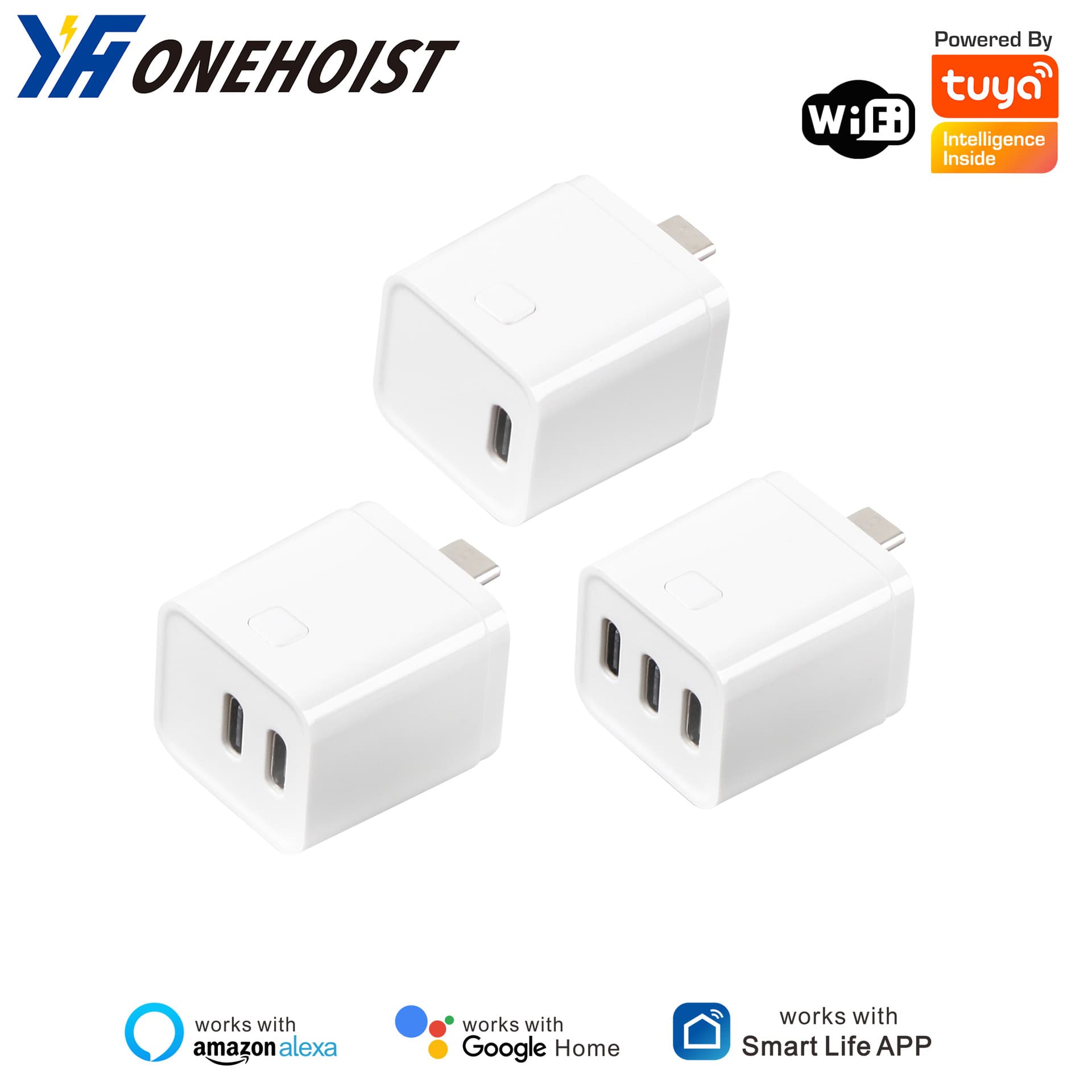 Tuya Smart WiFi Power Adapter APP Control Multi-Interface Converter 5V TypeC Switch Charger Head