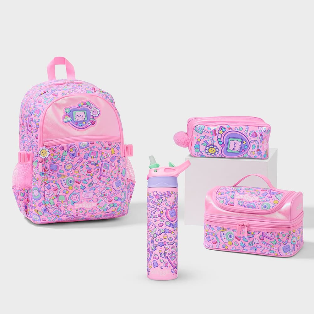 Australian Smiggle School Backpack Stationery Set for Kids, Cute Cat Arcade Design