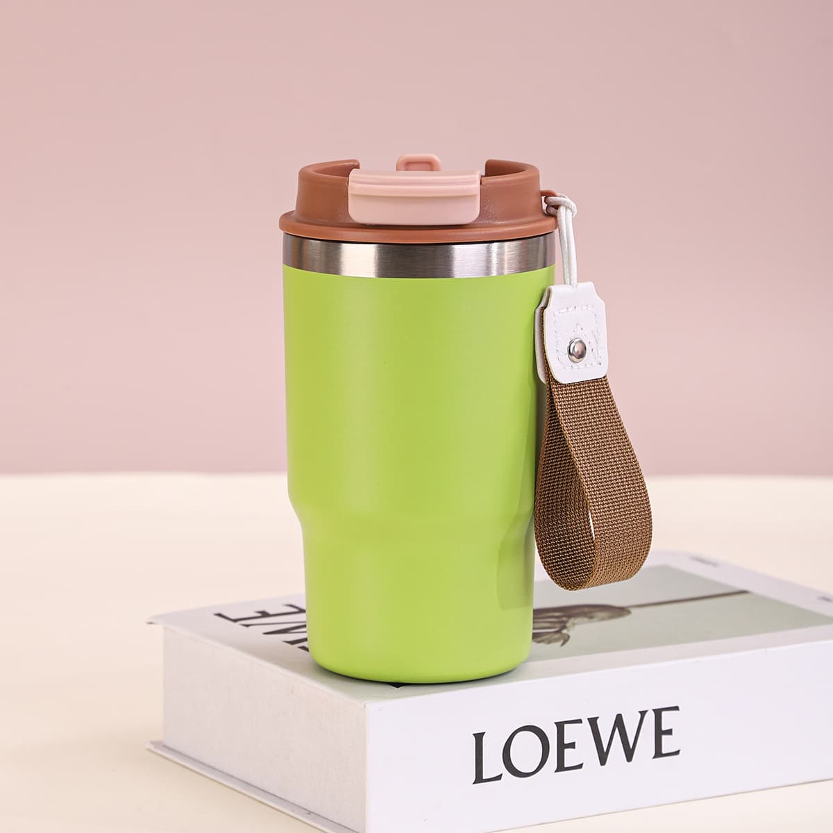 Amazon New 304 Stainless Steel Vacuum Insulated Tumbler Outdoor Portable Straw Cup Car Cup with Carry Rope Coffee Cup