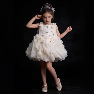 Girl's Stunning Bow Princess Dress Tulle Puffy Tank Dress Sweet Flower Girl Wedding Dress Premium Elegant Gown