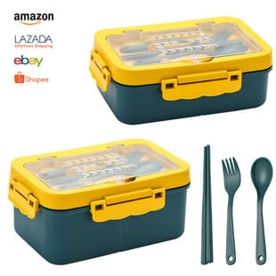 Japanese-Style Divided Lunch Box, Cross-Border Food-Grade Wheat Straw Bento Box, Portable Lunch Container for Students, Wholesale Insulated Lunch Box
