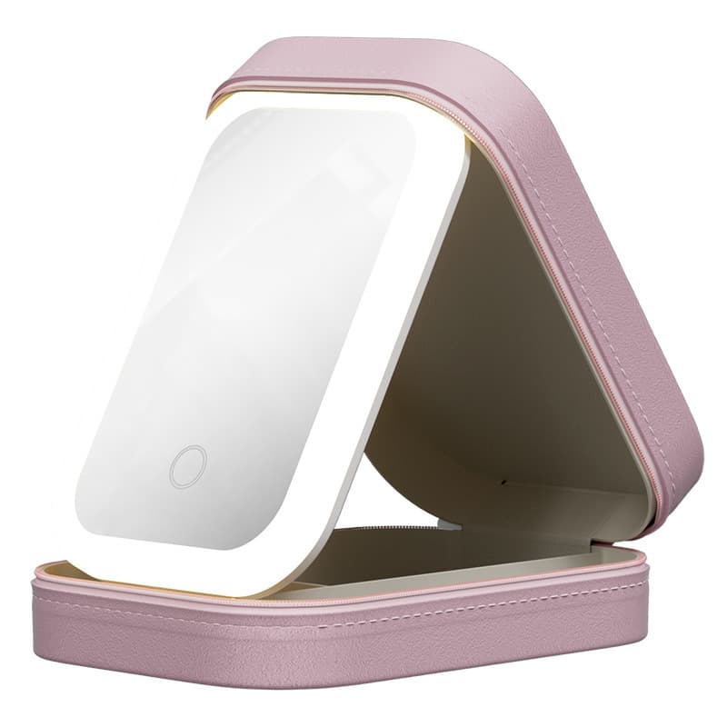 Travel Jewelry Organizer Cosmetic Bag Multifunctional Mirror LED Makeup Mirror with Light Portable Foldable