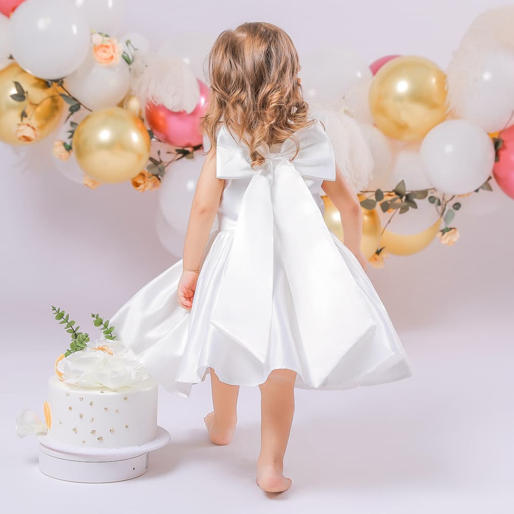 European and American Girls' Dress Children's Gown Princess Dress Satin Bow Performance Costume Runway Children Gown
