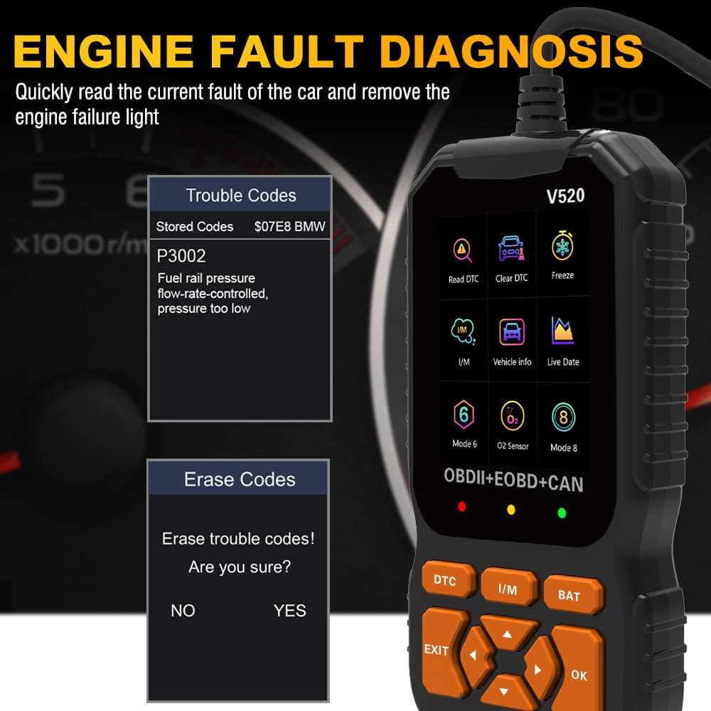 New wholesale handheld multifunctional car diagnostic code reader V520 color screen with Chinese support