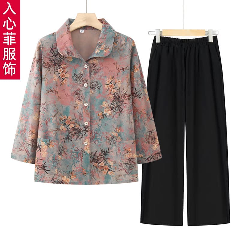 Spring and Summer Blouse for Elderly Women, Grandma 60s 70s, Thin Top, Mother's Shirt