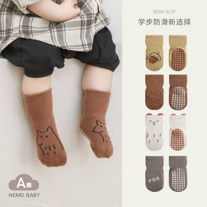 2023 Spring New Baby Floor Socks Indoor Anti-Slip Insulated Infant Socks Autumn Children Mid-Calf Learning Walk Socks