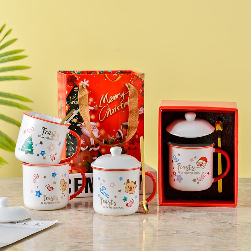 Christmas Souvenir Water Cup Ceramic Cup Gift Box Set Opening Holiday Mug Gift Cup Holiday Gift