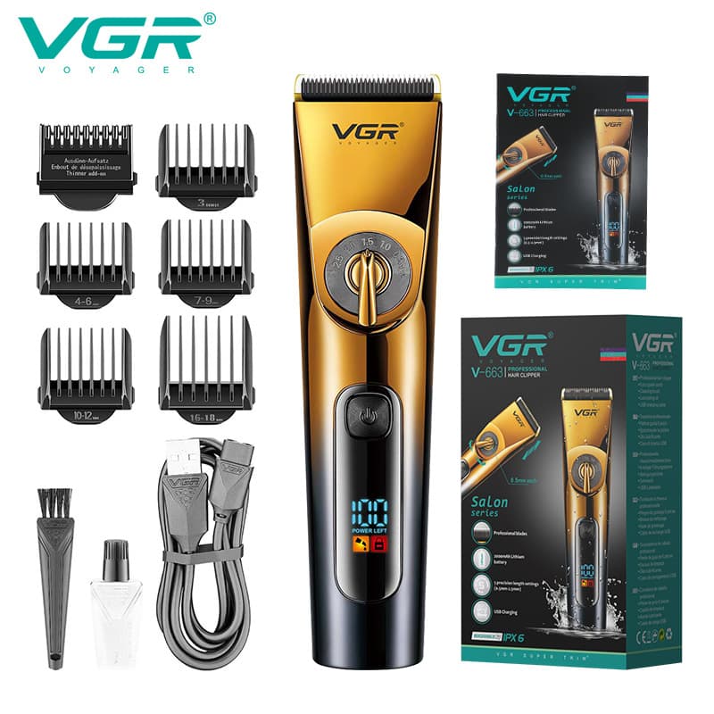 VGR663 New Cross-Border Hair Clipper Electric Trimmer High-Power Hair Styling Tool Salon Waterproof Professional Hair Clipper