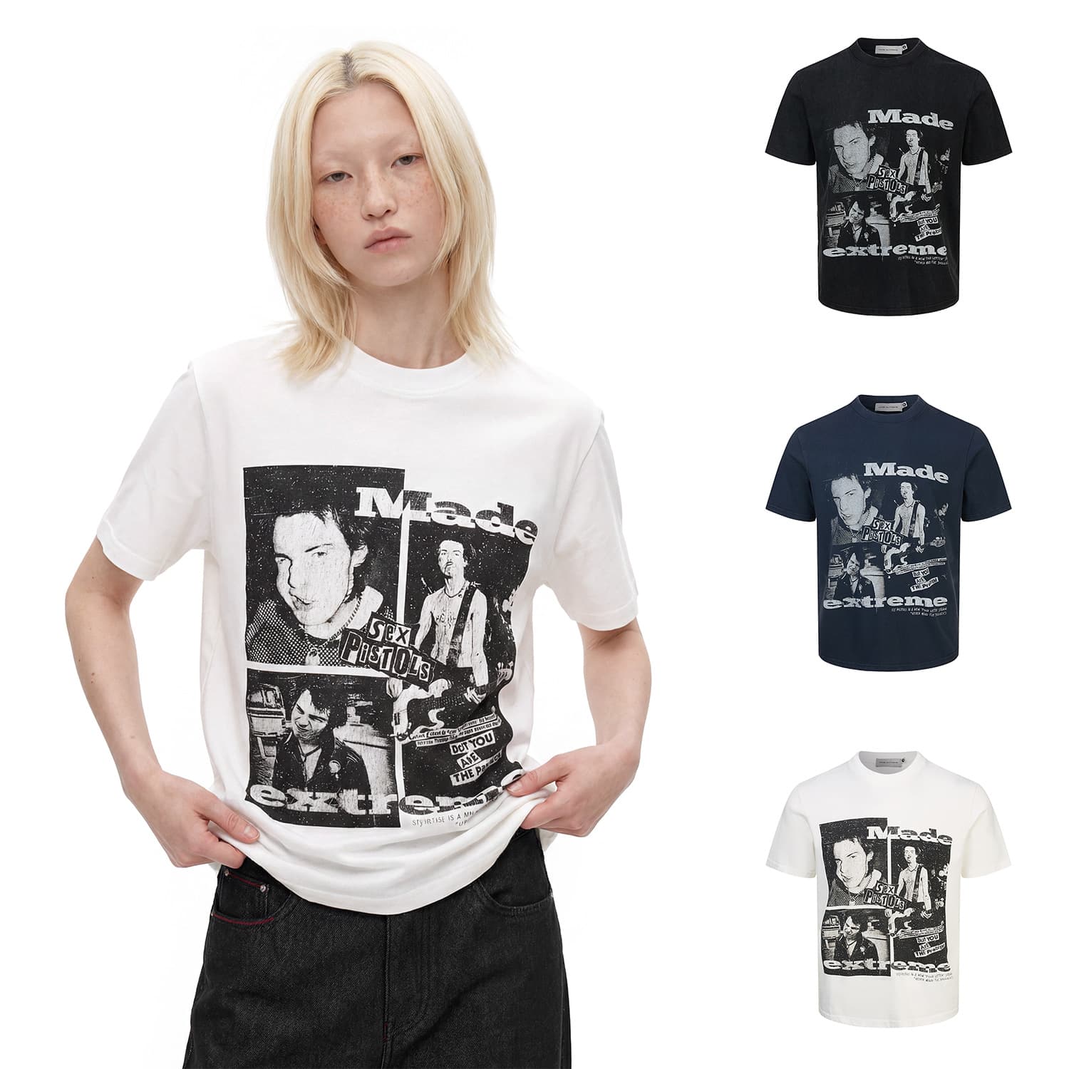 EME Yisheng Yi SEX PISTOLS Band Printed Washed Distressed American Loose Casual Trendy Short Sleeve T-Shirt