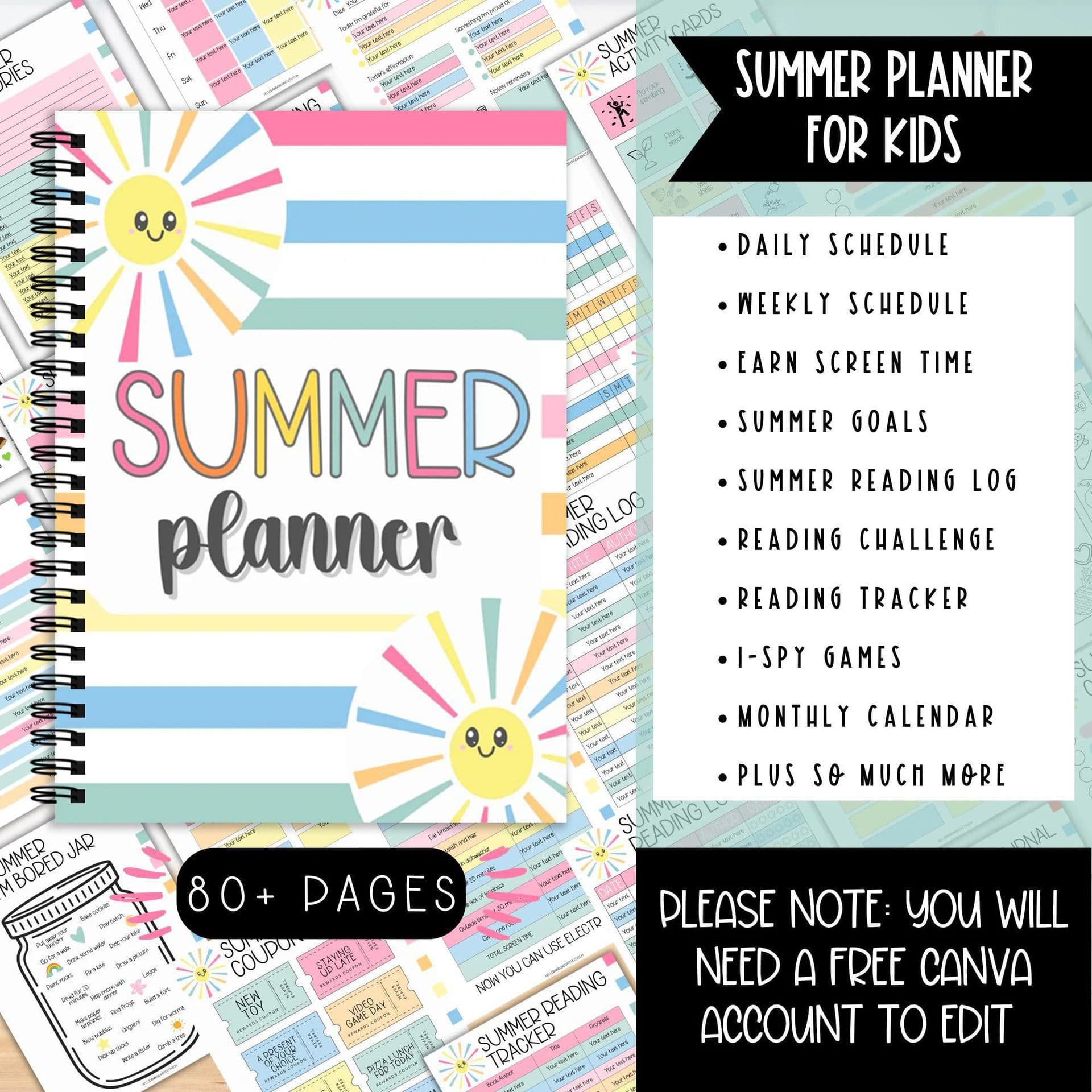 Summer Planner Summer Children's Summer Wishes Housework Activity Planner