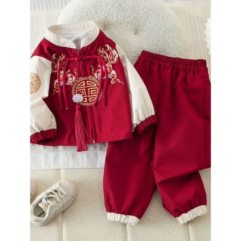 2024 new baby autumn and winter clothes red suit new Chinese style Chinese style baby one year old clothes