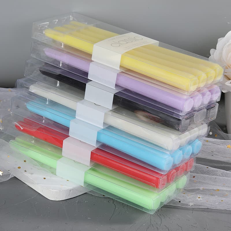 Colored long candle taper 25cm European candlelight dinner arrangement paraffin material home decorative candle wholesale
