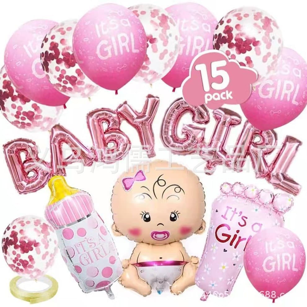 In stock and dropshipping, baby shower blue and pink baby birthday baptism balloon decoration set for boys and girls