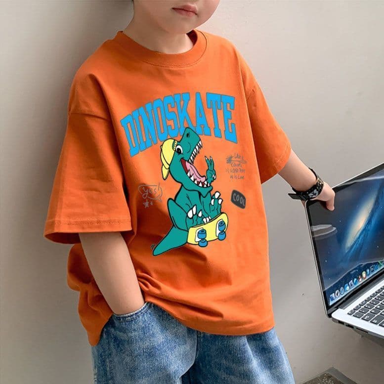 2025 Summer New Style Cotton Korean Trend Boys' T-Shirt Fashionable Ins Style Baby Cool Short Sleeve Top