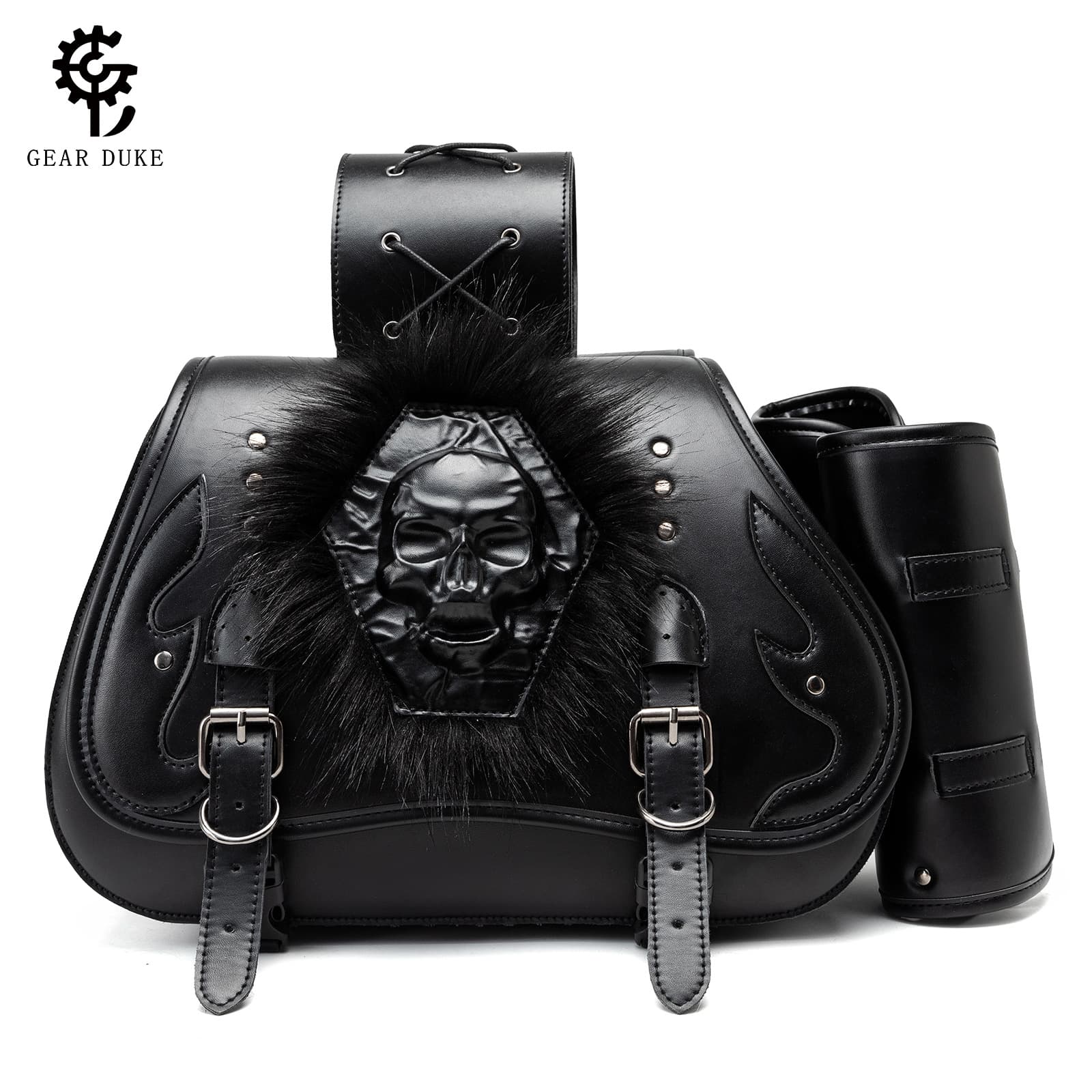 Retro Harley Cruiser Motorcycle Punk Style Saddlebag PU Large Capacity Rider Side Bag Motorcycle Modification Hanging Bag