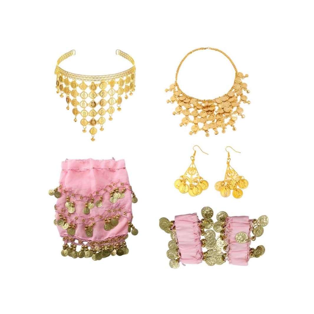 New Bohemian Style Belly Dance Performance 128 Coins 72 Coins Hip Scarf Headband Necklace Earrings Bracelet