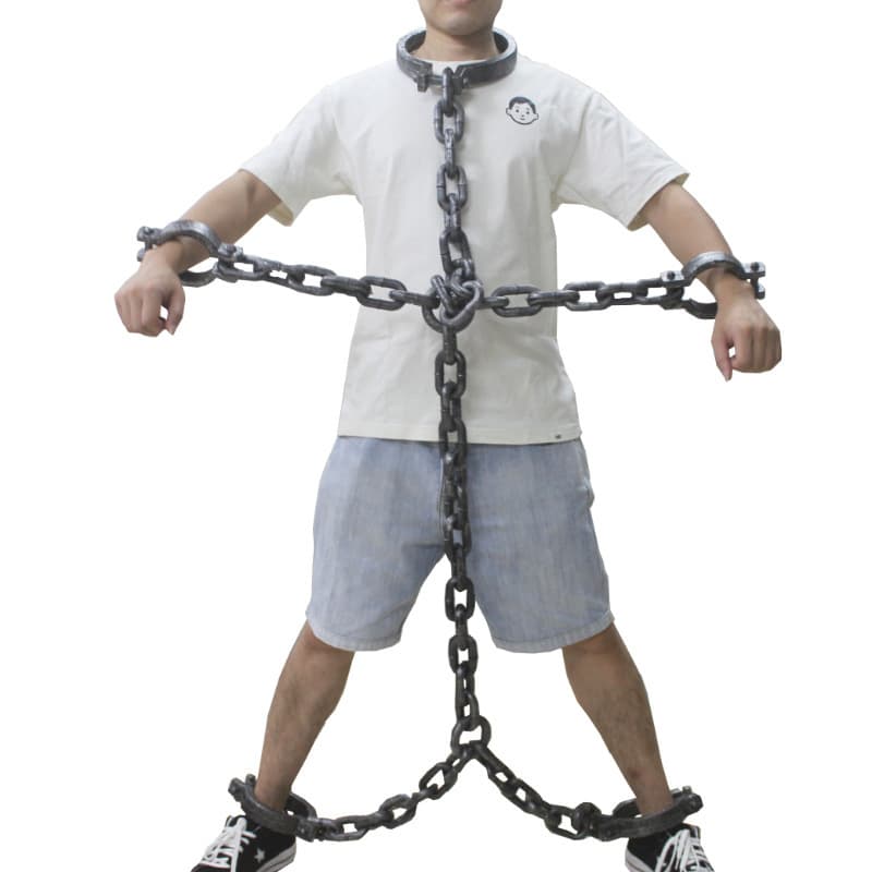 Halloween Performance Props Plastic Film Prisoner Chain Handcuffs Shackles Escape Room Party Bar