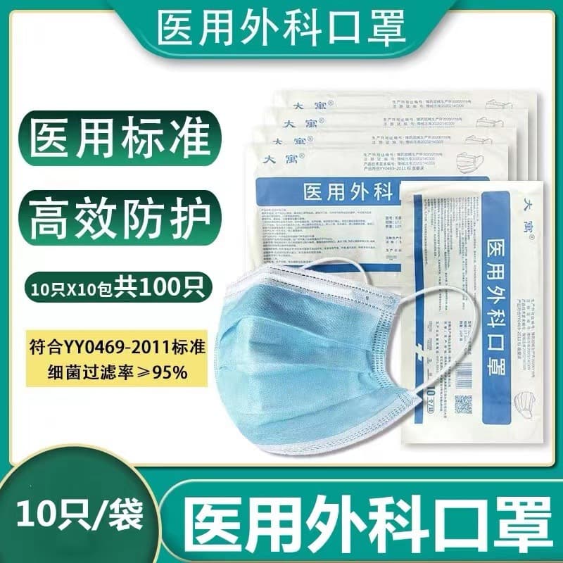 Disposable Medical Surgical Masks Individually Packaged, Three-Layer Protection, Medical Grade Factory Wholesale Stock Adult Masks