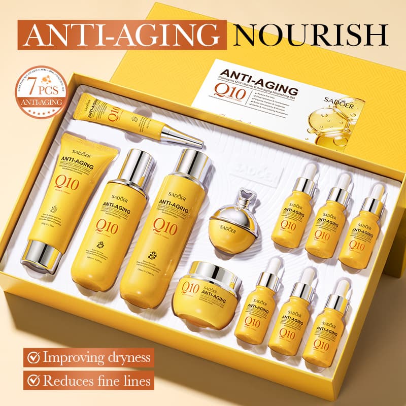 Cross-border Coenzyme Q10 Skincare Series SADOER Vitamin E Anti-wrinkle Nourishing Skincare Set Factory Wholesale
