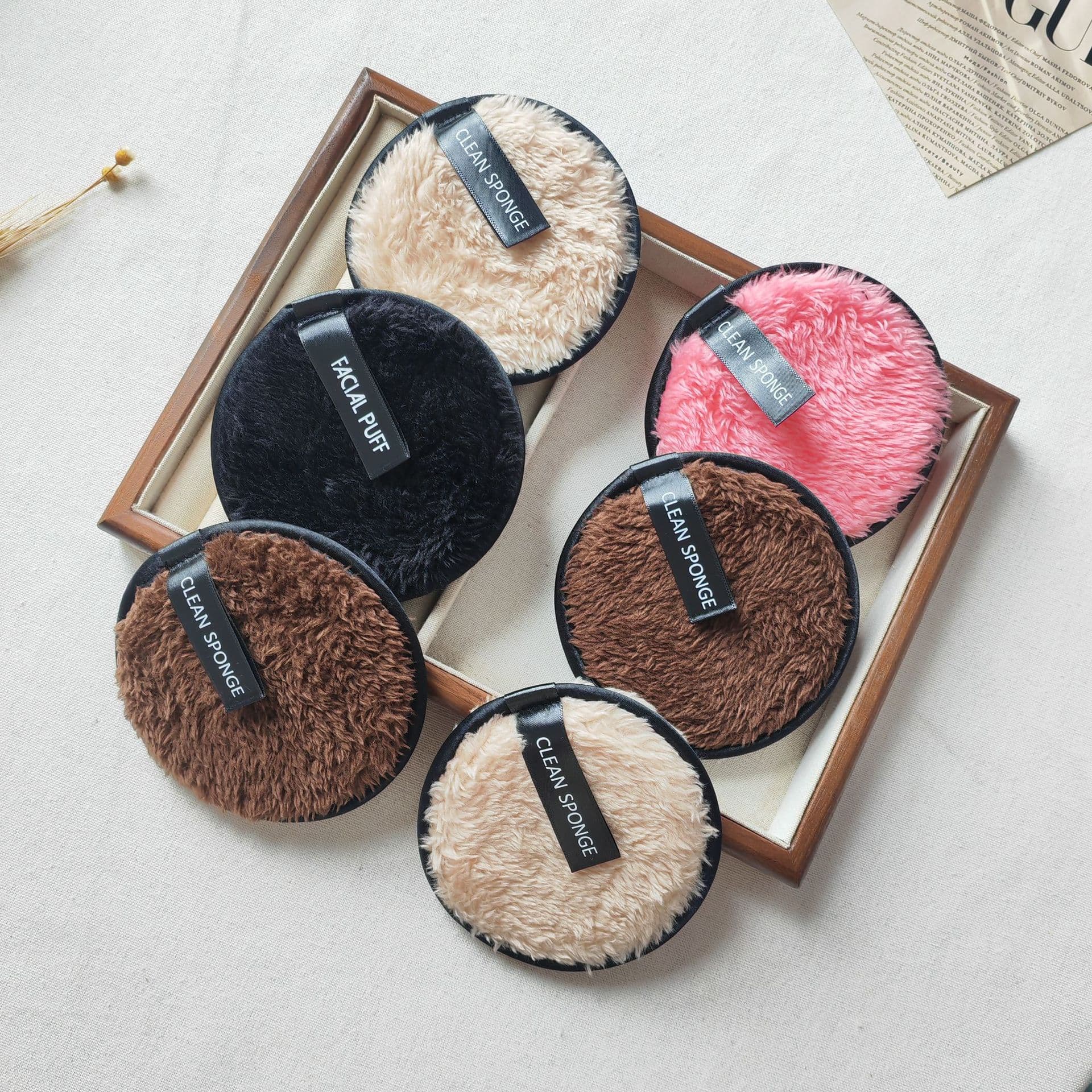 Cross-border lazy water makeup remover powder puff Arctic velvet facial cleansing face wash puff large makeup remover sponge long hair powder puff