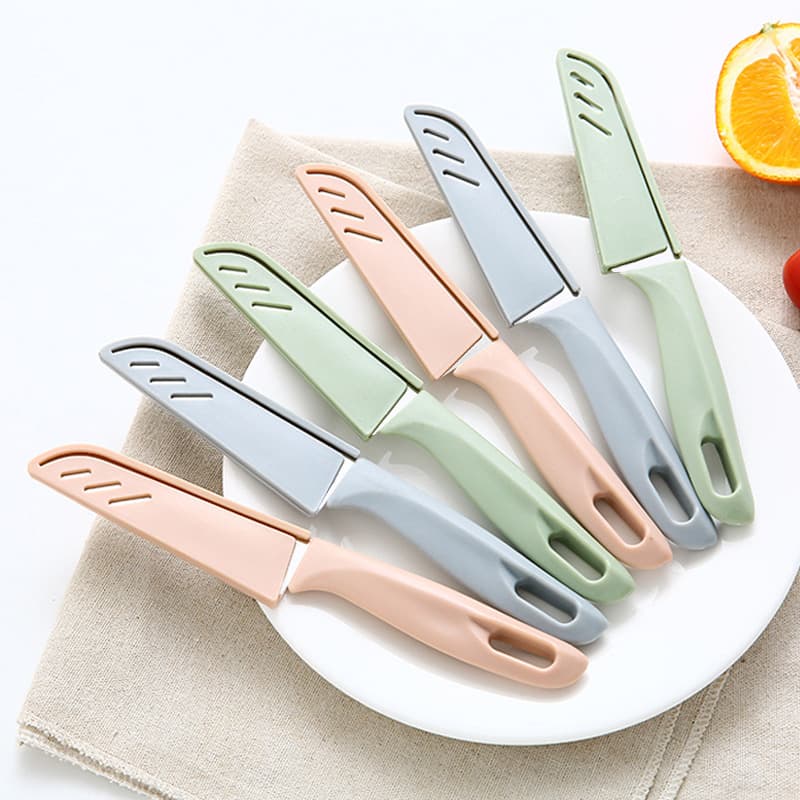 Nordic-style fruit knife, vegetable knife, portable knife with lid, pancake knife, household kitchen gadget, candy color