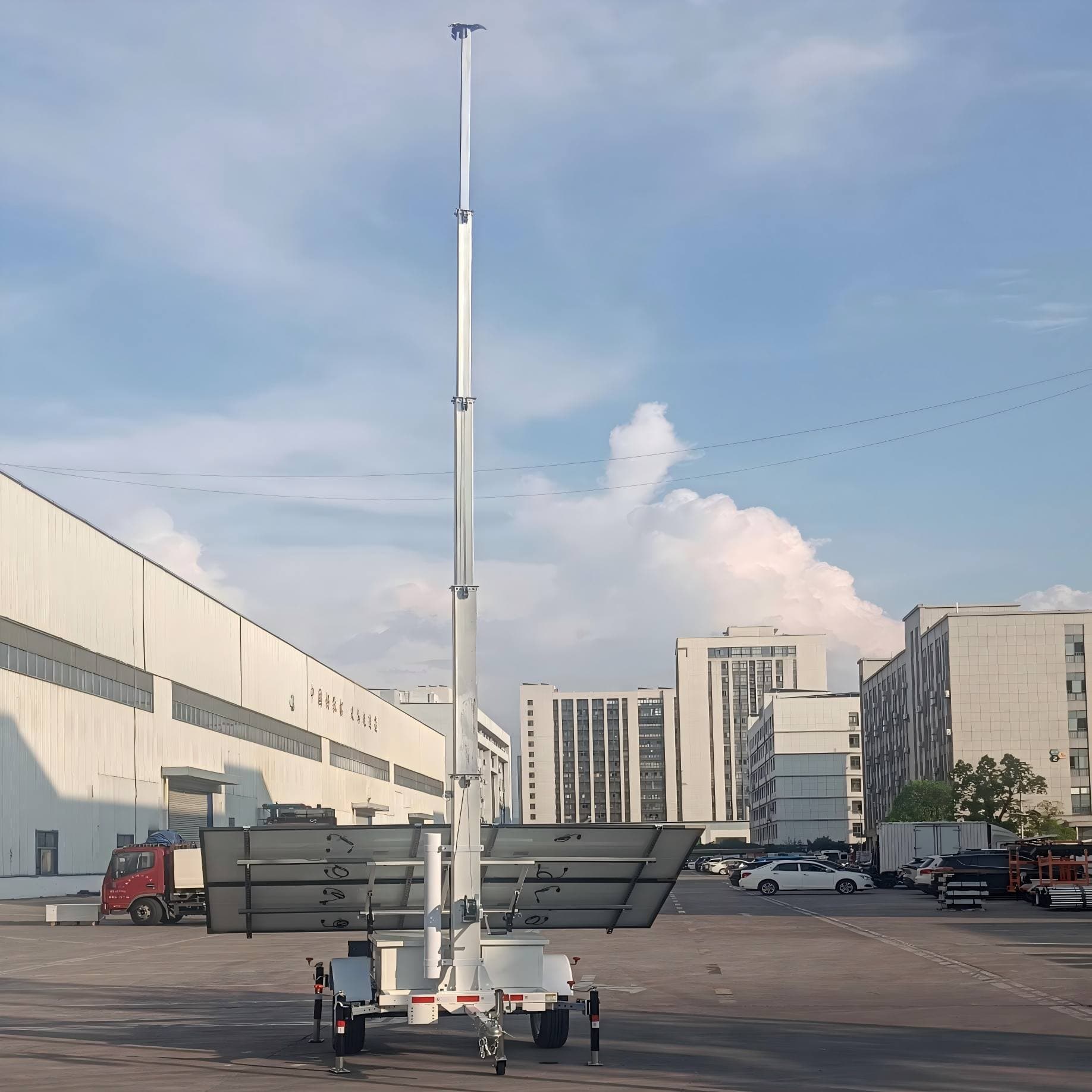 Solar Mobile Trailer Frame Electric Lift Solar Power Generation System CCTV Trailer Surveillance Camera