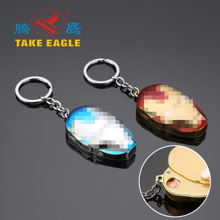 TY1506 Iron Man Mask Rechargeable Lighter Creative Keychain Lighter Marvel Series