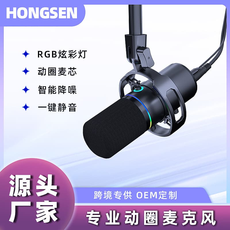 Professional Recording Voice Over Game Computer Microphone Private Model Circle Sound XLR USB Sound Card for Karaoke Live Broadcast