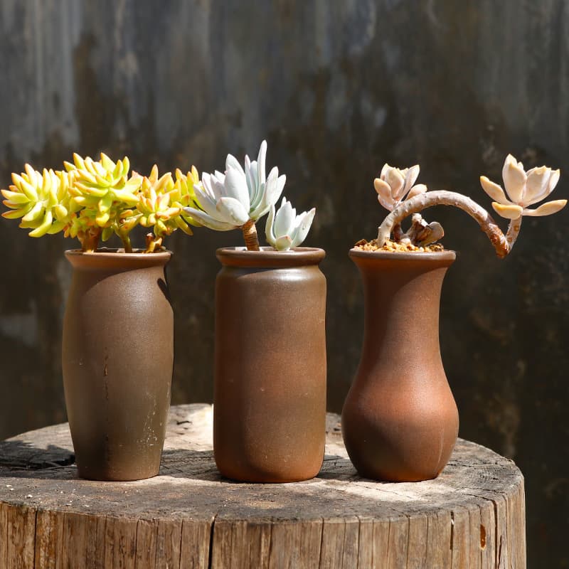 Retro Master Old Pile Basin High Pile Basin Ceramic Succulent Flower Pot Vase Wood-fired Rough Pottery High Pile Basin Ceramic Succulent