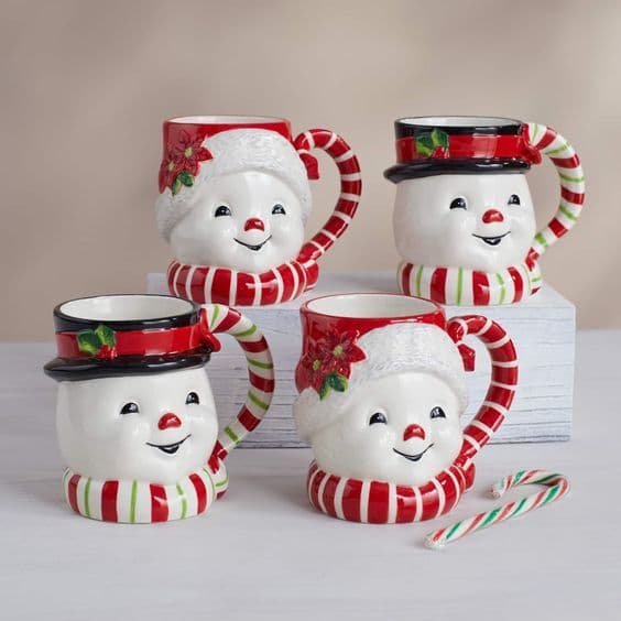 3D Snowman Ceramic Mug Christmas Holiday Cute Hand-Painted Christmas Mug Creative Gift Cup