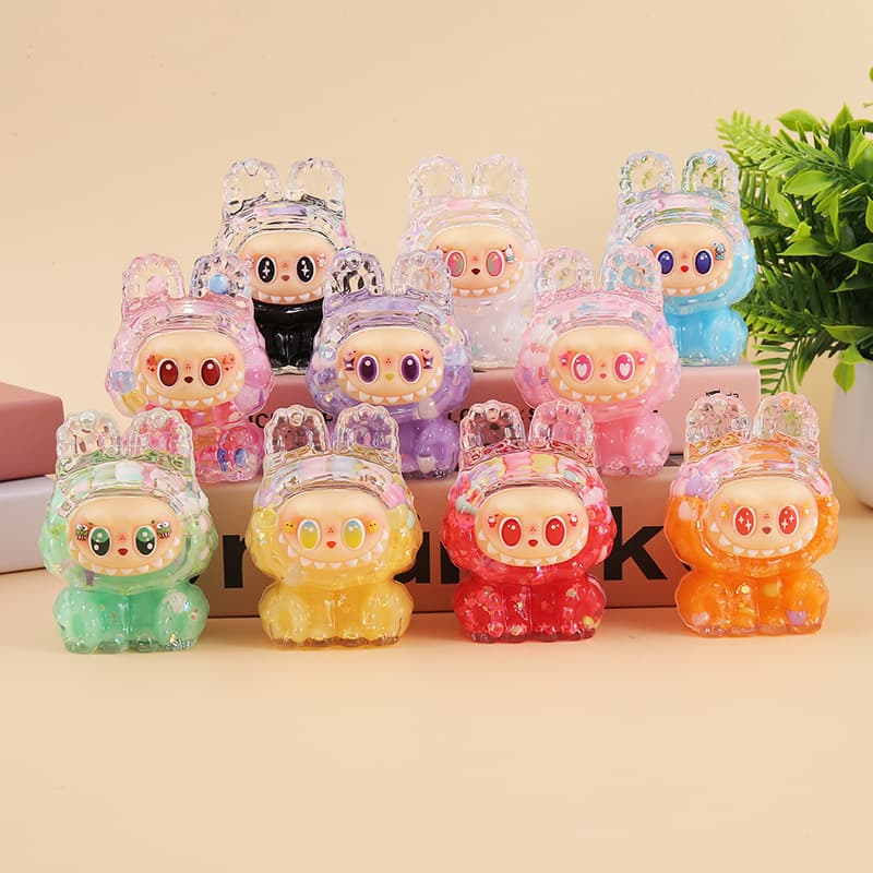 New Cartoon Labubu Sand Art Display Creative Oil-Filled Figurine Sand Bottle Desktop Office Ornament Wholesale Single Item