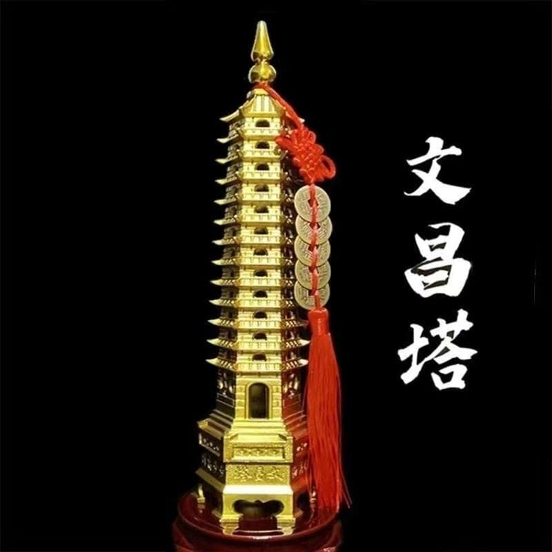 Wenchang Pagoda Alloy 13-layer/Nine-layer Bronze-filled Thirteen-layer Study Room Living Room Desktop Office Craft Ornament Decoration