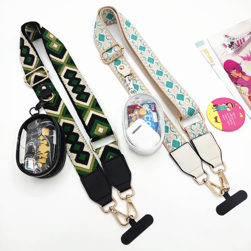 Phone Strap with Zippered Pouch Portable Phone Lanyard with Zipper Bag Detachable Bag Strap