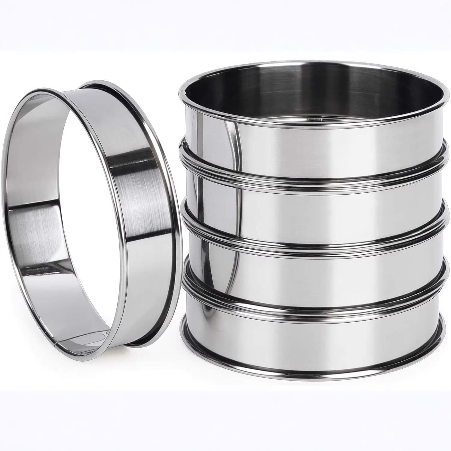 Stainless Steel Round Cookie Cutter Mousse Ring Round Chiffon Cake Mold Double Rolled Edge Cake Tart Ring Mold