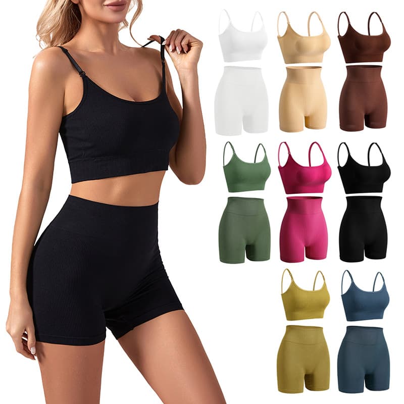 New Wireless Sports Bra Women's Barely-There Fitness Bra Deep U-Back Seamless Shockproof Push-Up Yoga Top