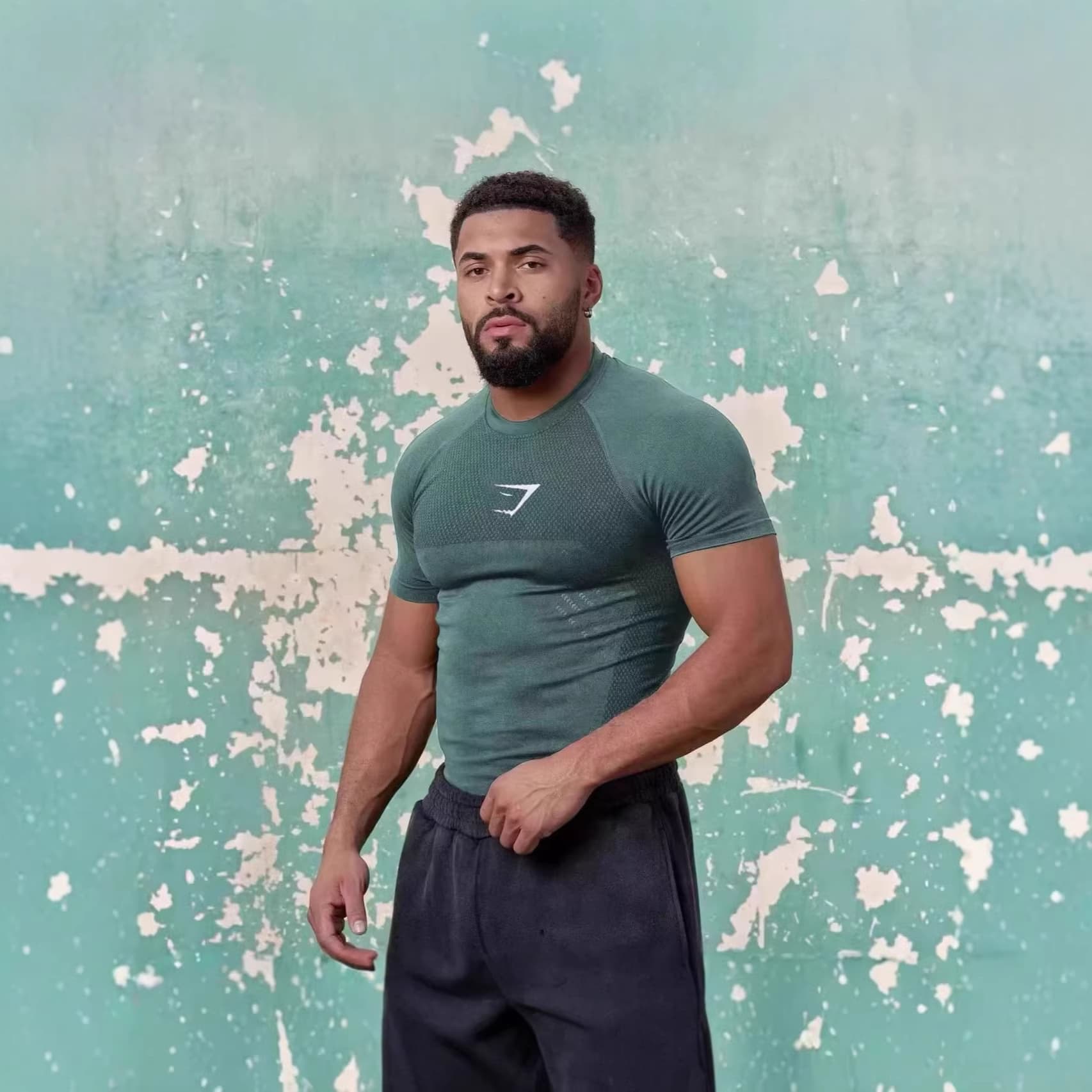 Cross-Border Amazon TK Men's Sports Fitness Short Sleeve T-Shirt Running Training Stretch Fashion Crew Neck Tee Top