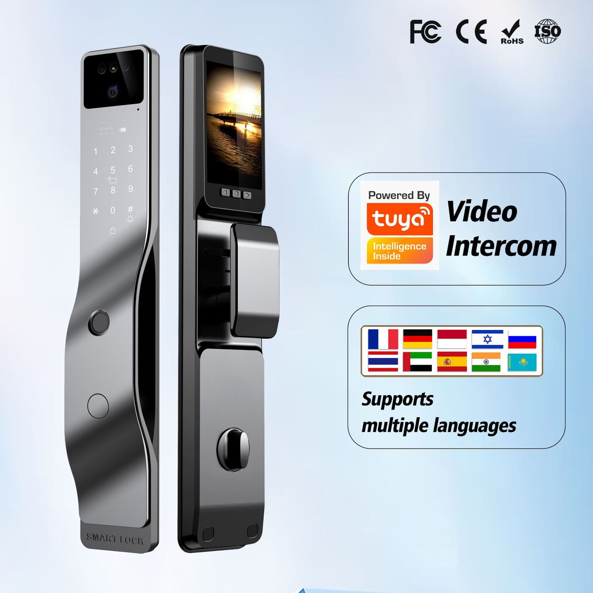 Home Use Fingerprint Automatic Intelligent Face Recognition Anti-Theft Door Graffiti Visible Cat Eye Electronic Password Lock