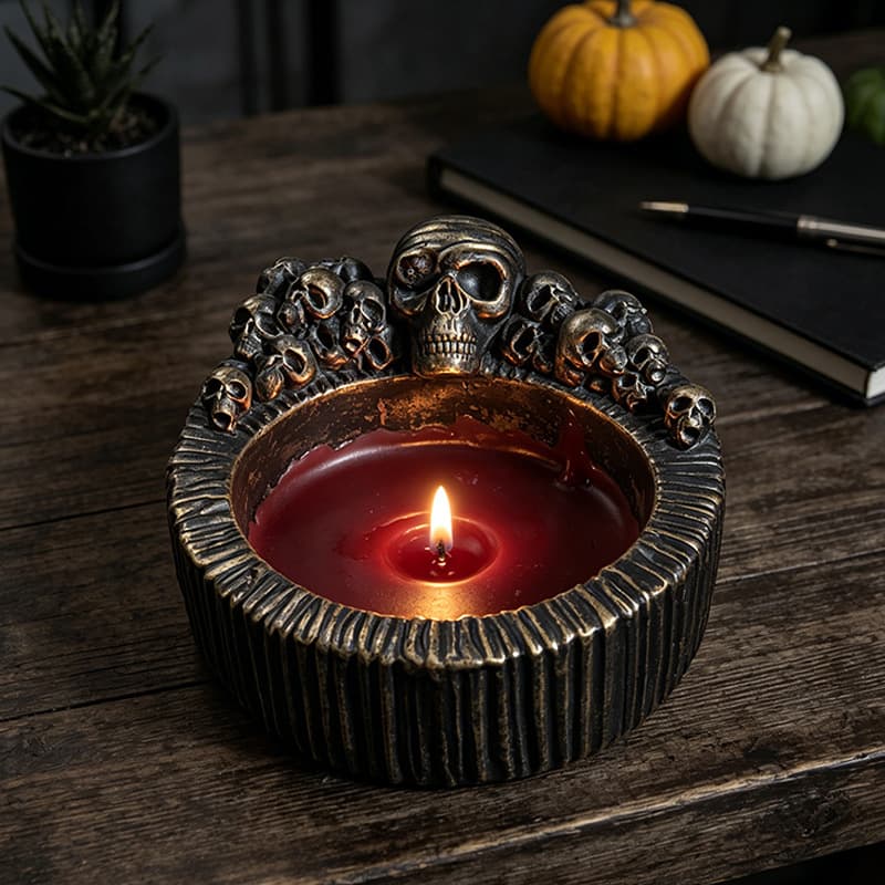 New Halloween pile skull candle cup mold skull mountain striped round storage box plaster silicone mold