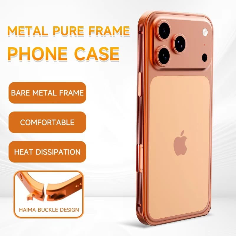 Compatible with iPhone 17 Pro Max Case, Anti-Drop Ultra-Thin Metal Texture Frame Seahorse Buckle Aluminum Alloy Protective Cover
